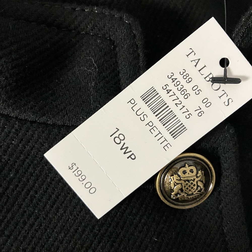 Talbots Womens 18WP Black Military Jacket Gold Button Plus Petite Cotton Blend - Picture 6 of 8